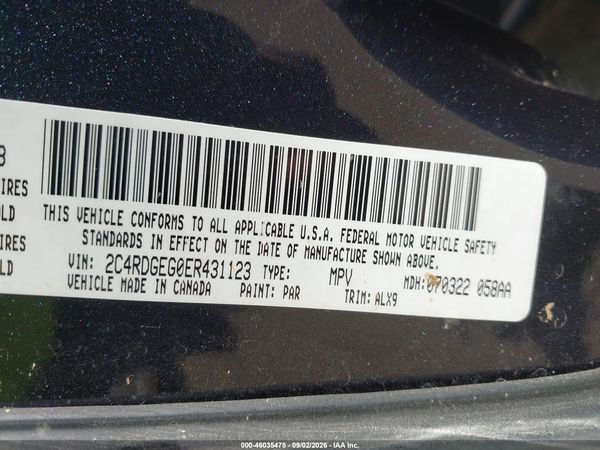 2014 DODGE GRAND CARAVAN R/T — I9