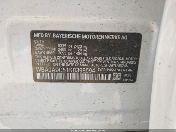 2019 BMW 530E IPERFORMANCE — I9