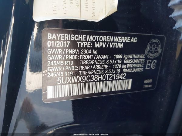 2017 BMW X3 XDRIVE28I — I9