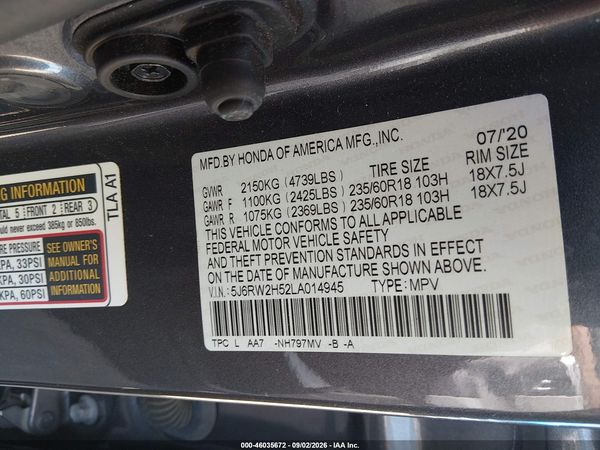 2020 HONDA CR-V AWD EX