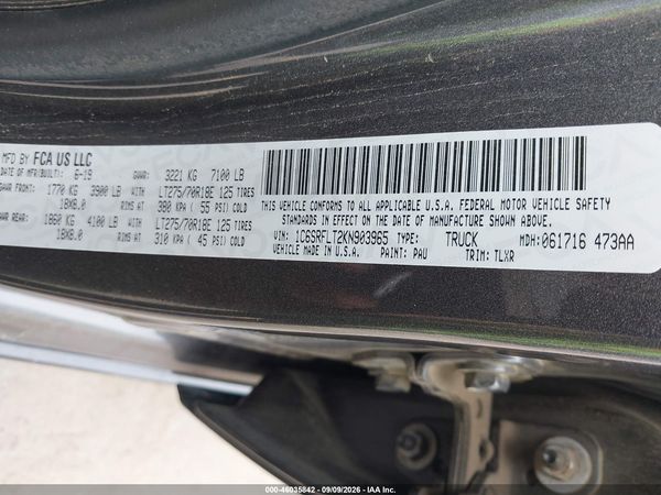 2019 RAM 1500 REBEL  4X4 5'7 BOX — I9