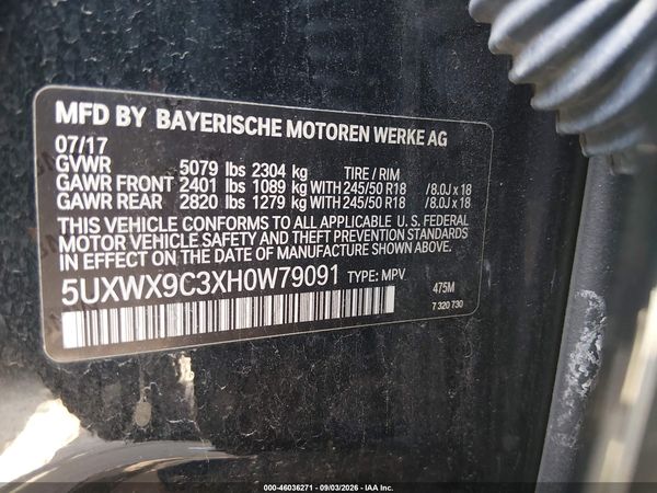 2017 BMW X3 XDRIVE28I — I9