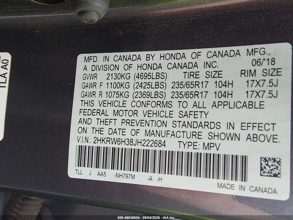2018 HONDA CR-V LX — I9