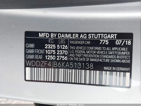2019 MERCEDES-BENZ E 300 E300 — I9