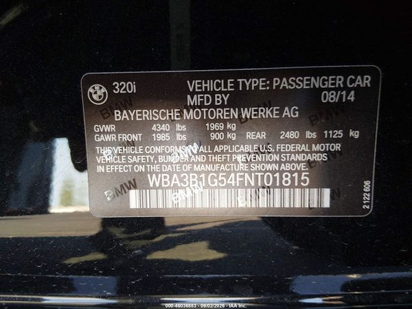 2015 BMW 320I SA — I9
