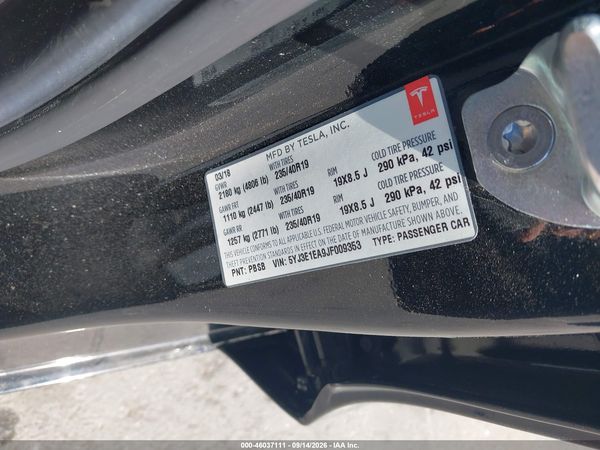 2018 TESLA MODEL 3 LONG RANGE/MID RANGE