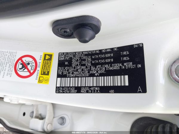 2016 TOYOTA HIGHLANDER LE PLUS V6