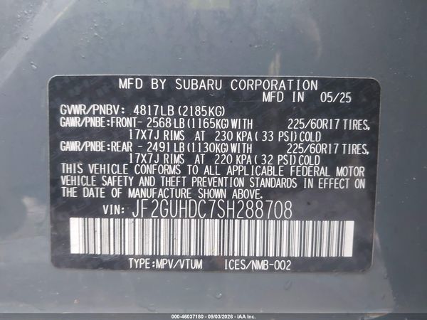 2025 SUBARU CROSSTREK PREMIUM — I9