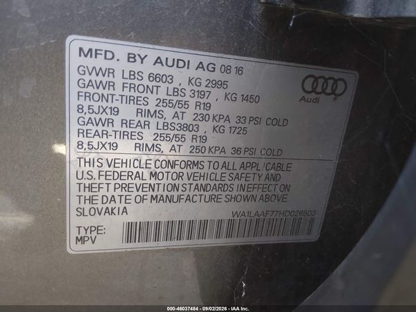 2017 AUDI Q7 3.0T PREMIUM
