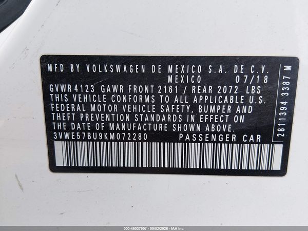 2019 VOLKSWAGEN JETTA 1.4T SEL — I9