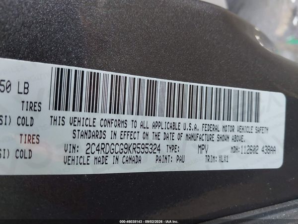 2019 DODGE GRAND CARAVAN SXT — I9