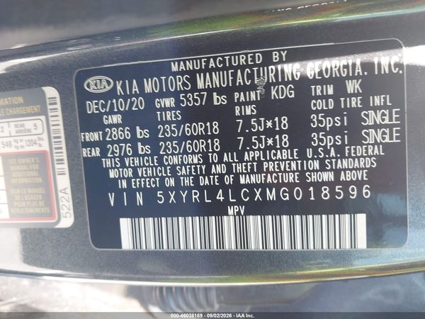 2021 KIA SORENTO S — I9