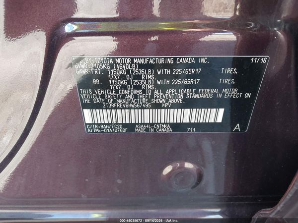 2017 TOYOTA RAV4 XLE — I9