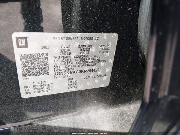 2019 CHEVROLET TAHOE LT — I9