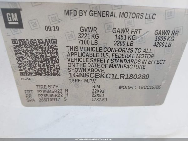 2020 CHEVROLET TAHOE 2WD LT — I9