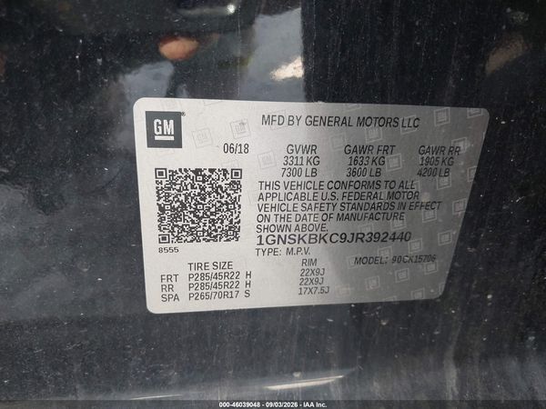 2018 CHEVROLET TAHOE LT — I9