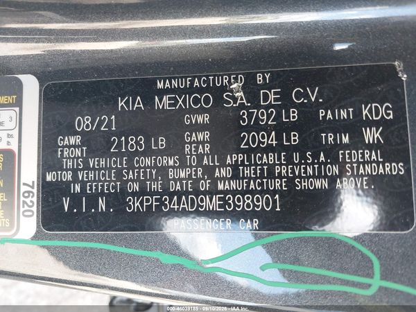 2021 KIA FORTE GT-LINE — I9