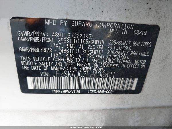 2020 SUBARU FORESTER Base Plus+ES — I9