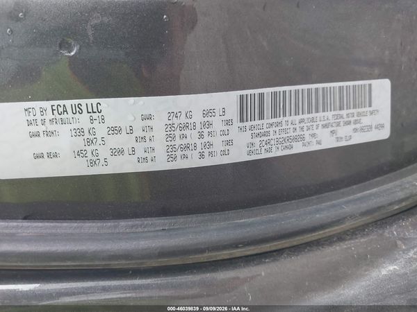 2019 CHRYSLER PACIFICA TOURING L — I9