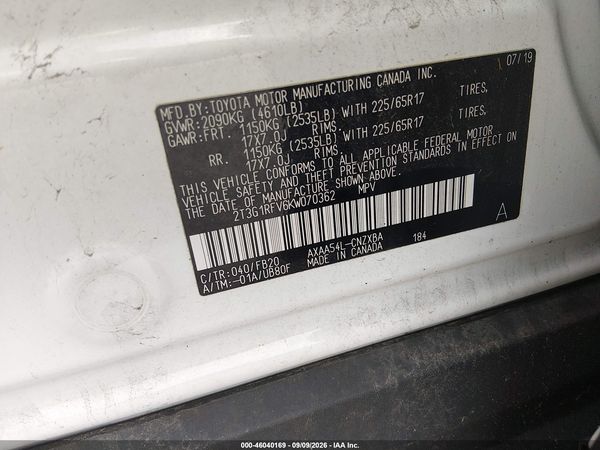 2019 TOYOTA RAV4 LE — I9