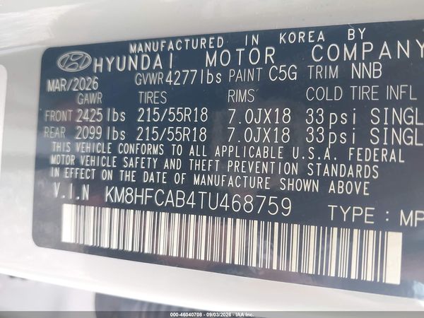 2026 HYUNDAI KONA SEL SPORT — I9
