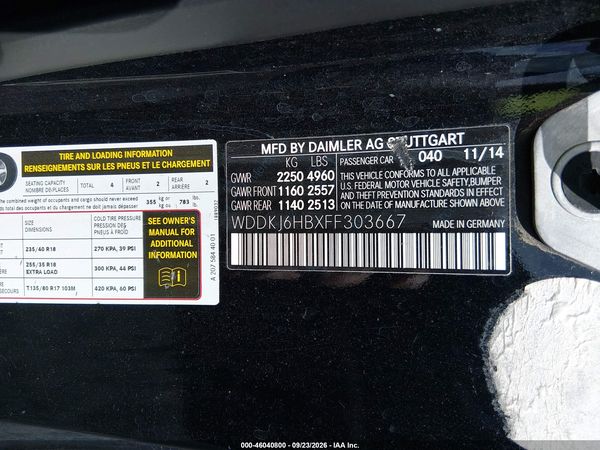 2015 MERCEDES-BENZ E 400 4MATIC — I9