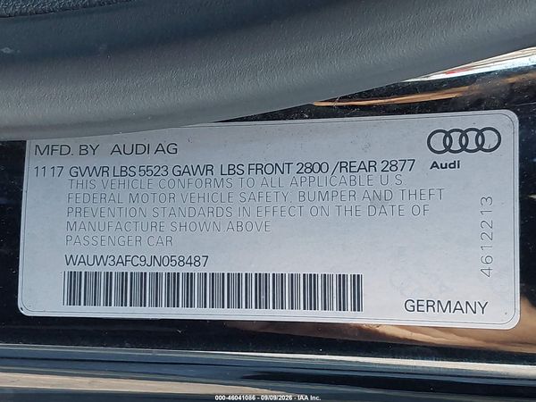 2018 AUDI A7 3.0T PREMIUM PLUS — I9