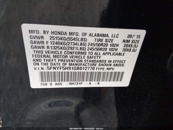 2016 HONDA PILOT TOURING