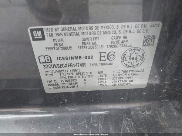 2015 CHEVROLET SILVERADO 1500 1LZ/2LZ — I9