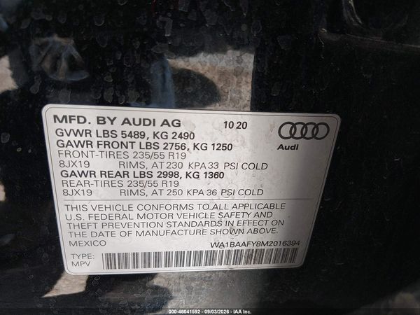 2021 AUDI Q5 — I9