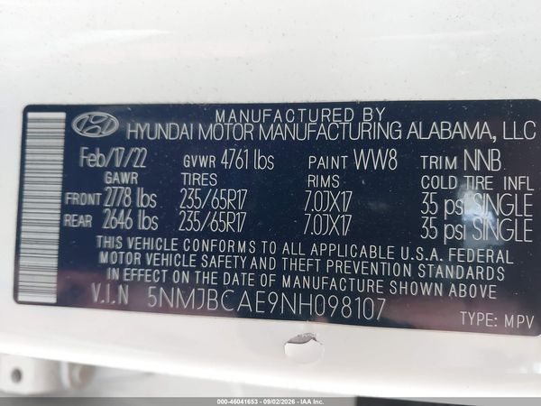 2022 HYUNDAI TUCSON SEL — I9