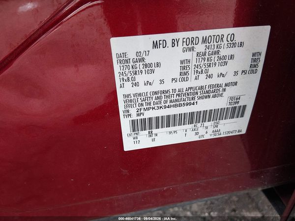2017 FORD EDGE TITANIUM — I9