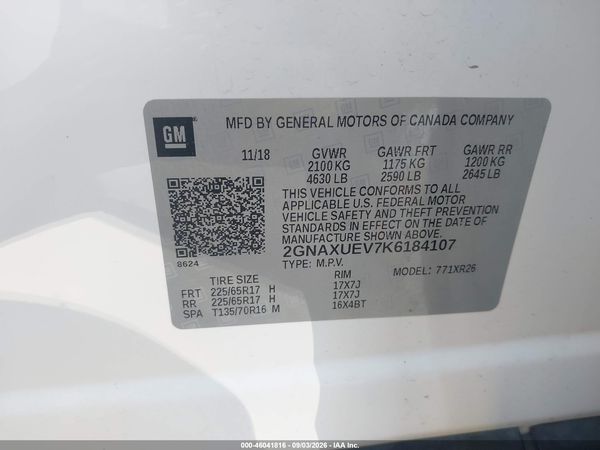 2019 CHEVROLET EQUINOX LT — I9