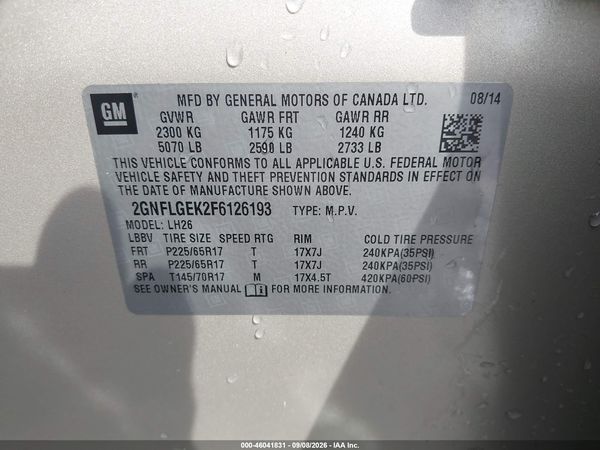 2015 CHEVROLET EQUINOX 2LT — I9