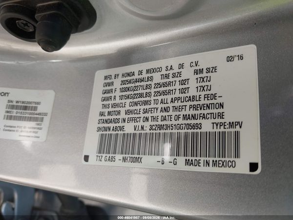 2016 HONDA CR-V EX — I9