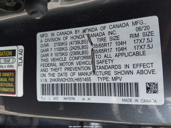 2020 HONDA CR-V AWD LX