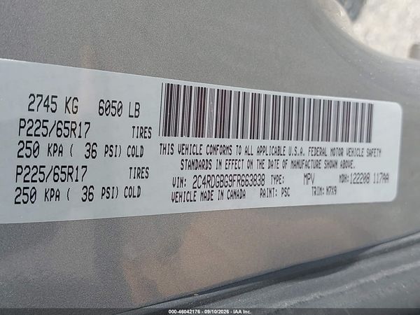 2015 DODGE GRAND CARAVAN SE — I9