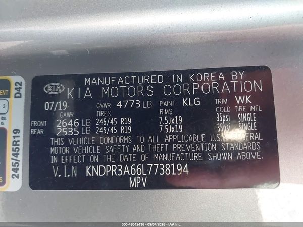 2020 KIA SPORTAGE SX TURBO — I9