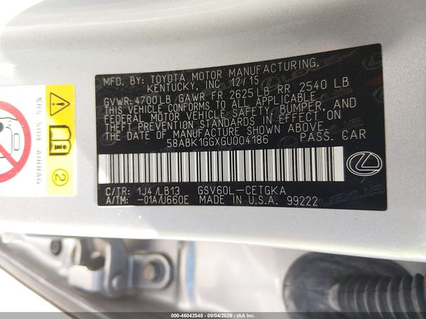 2016 LEXUS ES 350 — I9