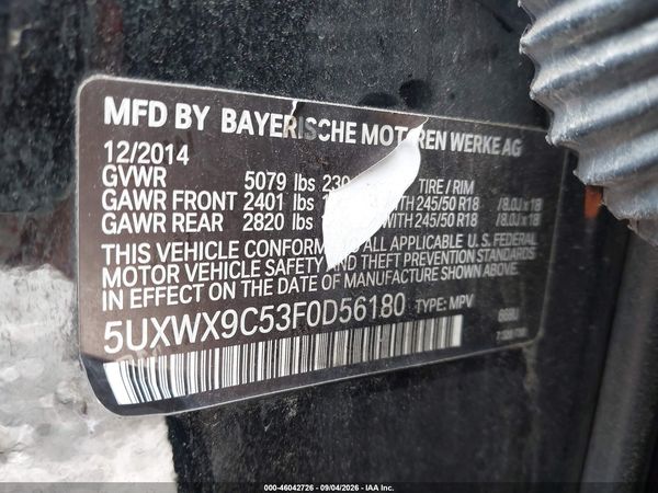 2015 BMW X3 XDRIVE28I — I9