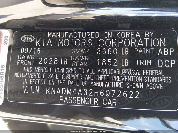 2017 KIA RIO LX