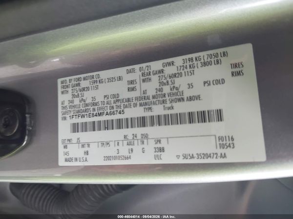 2021 FORD F-150 LARIAT