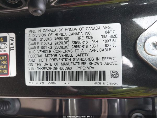2017 HONDA CR-V EX — I9