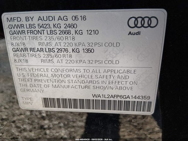 2016 AUDI Q5 2.0T PREMIUM — I9