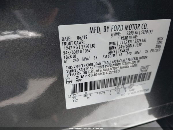 2019 FORD EDGE SEL — I9