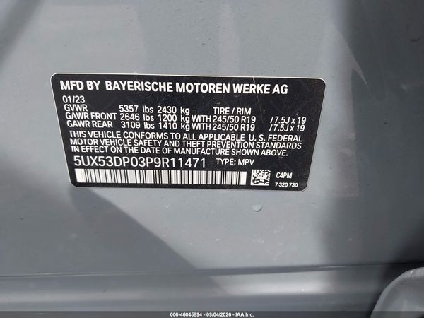 2023 BMW X3 XDRIVE30I — I9
