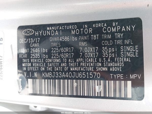 2018 HYUNDAI TUCSON SEL PLUS — I9