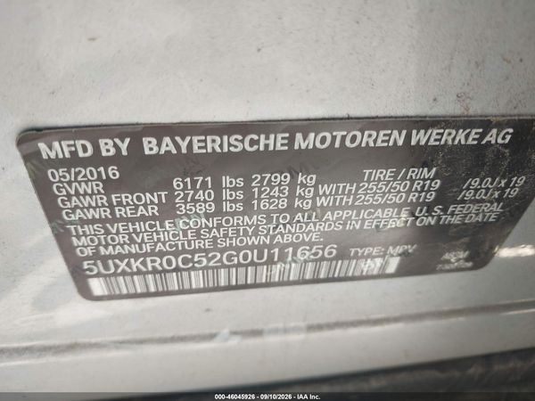2016 BMW X5 XDRIVE35I — I9
