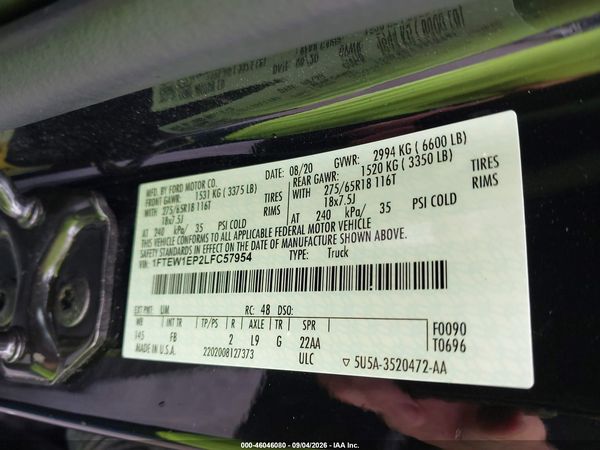 2020 FORD F-150 XLT — I9
