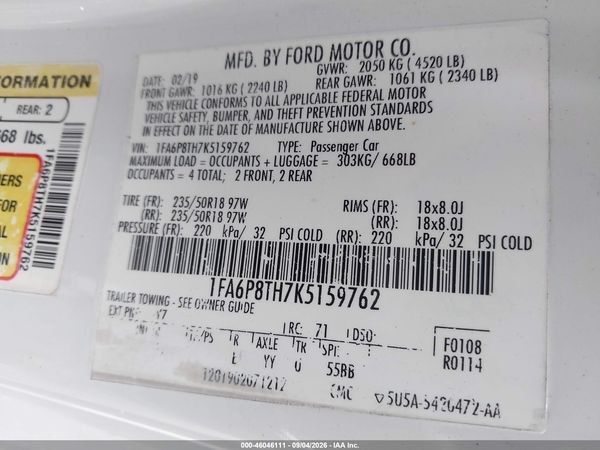 2019 FORD MUSTANG ECOBOOST PREMIUM — I9